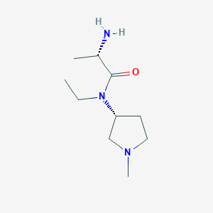 molecular formula C10H21N3O B7930155 (S)-2-Amino-N-ethyl-N-((R)-1-methylpyrrolidin-3-yl)propanamide 