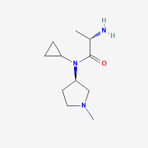 molecular formula C11H21N3O B7930210 (S)-2-Amino-N-cyclopropyl-N-((R)-1-methylpyrrolidin-3-yl)propanamide 