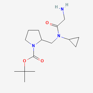 molecular formula C15H27N3O3 B7930299 2-{[(2-Amino-acetyl)-cyclopropyl-amino]-methyl}-pyrrolidine-1-carboxylic acid tert-butyl ester 