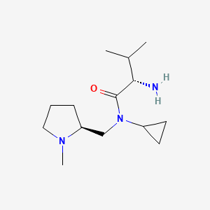 molecular formula C14H27N3O B7930351 (S)-2-Amino-N-cyclopropyl-3-methyl-N-(((S)-1-methylpyrrolidin-2-yl)methyl)butanamide 