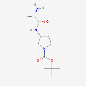 molecular formula C12H23N3O3 B7930359 3-((S)-2-Amino-propionylamino)-pyrrolidine-1-carboxylic acid tert-butyl ester 
