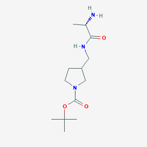 molecular formula C13H25N3O3 B7930448 3-[((S)-2-Amino-propionylamino)-methyl]-pyrrolidine-1-carboxylic acid tert-butyl ester 