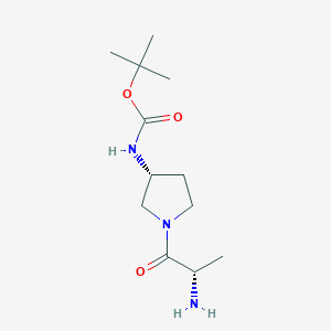 molecular formula C12H23N3O3 B7930733 [(R)-1-((S)-2-Amino-propionyl)-pyrrolidin-3-yl]-carbamic acid tert-butyl ester 