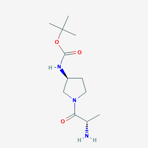 molecular formula C12H23N3O3 B7930737 [(S)-1-((S)-2-Amino-propionyl)-pyrrolidin-3-yl]-carbamic acid tert-butyl ester 