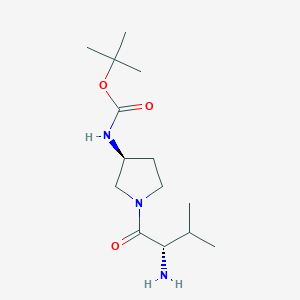 molecular formula C14H27N3O3 B7930870 [(S)-1-((S)-2-Amino-3-methyl-butyryl)-pyrrolidin-3-yl]-carbamic acid tert-butyl ester 