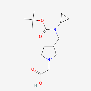molecular formula C15H26N2O4 B7930908 {3-[(tert-Butoxycarbonyl-cyclopropyl-amino)-methyl]-pyrrolidin-1-yl}-acetic acid 