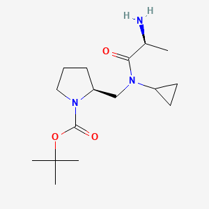 molecular formula C16H29N3O3 B7930943 (S)-2-{[((S)-2-Amino-propionyl)-cyclopropyl-amino]-methyl}-pyrrolidine-1-carboxylic acid tert-butyl ester 