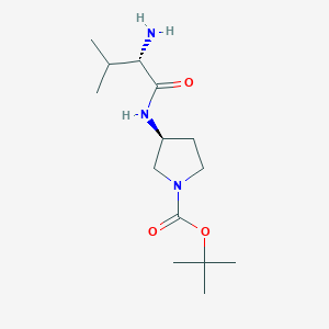 molecular formula C14H27N3O3 B7931012 (S)-3-((S)-2-Amino-3-methyl-butyrylamino)-pyrrolidine-1-carboxylic acid tert-butyl ester 