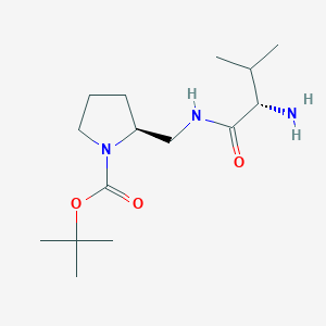 molecular formula C15H29N3O3 B7931024 (S)-2-[((S)-2-Amino-3-methyl-butyrylamino)-methyl]-pyrrolidine-1-carboxylic acid tert-butyl ester 