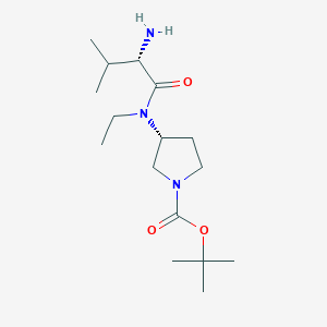 molecular formula C16H31N3O3 B7931118 (R)-3-[((S)-2-Amino-3-methyl-butyryl)-ethyl-amino]-pyrrolidine-1-carboxylic acid tert-butyl ester 
