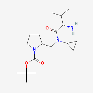 molecular formula C18H33N3O3 B7931260 2-{[((S)-2-Amino-3-methyl-butyryl)-cyclopropyl-amino]-methyl}-pyrrolidine-1-carboxylic acid tert-butyl ester 