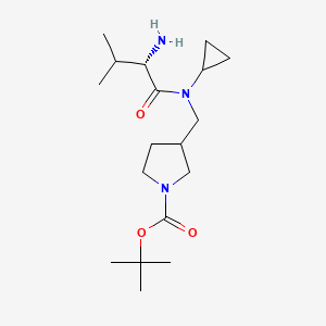 molecular formula C18H33N3O3 B7931298 3-{[((S)-2-Amino-3-methyl-butyryl)-cyclopropyl-amino]-methyl}-pyrrolidine-1-carboxylic acid tert-butyl ester 