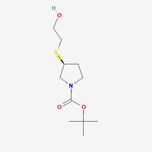 molecular formula C11H21NO3S B7931759 (S)-3-(2-Hydroxy-ethylsulfanyl)-pyrrolidine-1-carboxylic acid tert-butyl ester 