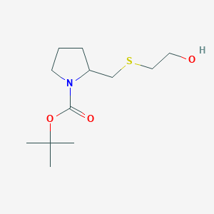 molecular formula C12H23NO3S B7931763 2-(2-Hydroxy-ethylsulfanylmethyl)-pyrrolidine-1-carboxylic acid tert-butyl ester 