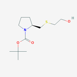 molecular formula C12H23NO3S B7931777 (S)-2-(2-Hydroxy-ethylsulfanylmethyl)-pyrrolidine-1-carboxylic acid tert-butyl ester 