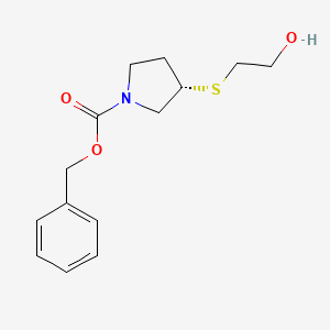 molecular formula C14H19NO3S B7931793 (S)-3-(2-Hydroxy-ethylsulfanyl)-pyrrolidine-1-carboxylic acid benzyl ester 