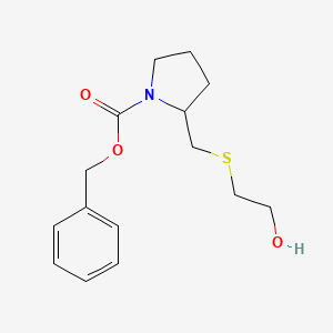 molecular formula C15H21NO3S B7931794 2-(2-Hydroxy-ethylsulfanylmethyl)-pyrrolidine-1-carboxylic acid benzyl ester 