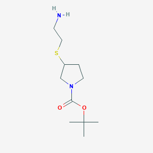 molecular formula C11H22N2O2S B7931815 3-(2-Amino-ethylsulfanyl)-pyrrolidine-1-carboxylic acid tert-butyl ester 