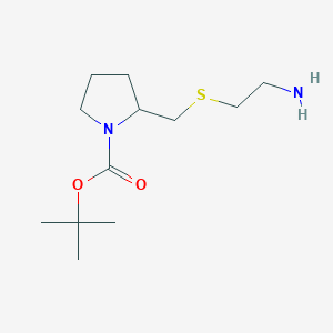 molecular formula C12H24N2O2S B7931823 2-(2-Amino-ethylsulfanylmethyl)-pyrrolidine-1-carboxylic acid tert-butyl ester 