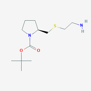 molecular formula C12H24N2O2S B7931826 (S)-2-(2-Amino-ethylsulfanylmethyl)-pyrrolidine-1-carboxylic acid tert-butyl ester 