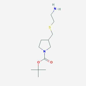 molecular formula C12H24N2O2S B7931832 3-(2-Amino-ethylsulfanylmethyl)-pyrrolidine-1-carboxylic acid tert-butyl ester 