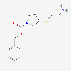 molecular formula C14H20N2O2S B7931840 (S)-3-(2-Amino-ethylsulfanyl)-pyrrolidine-1-carboxylic acid benzyl ester 