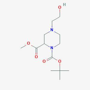 molecular formula C13H24N2O5 B7932023 4-(2-Hydroxy-ethyl)-piperazine-1,2-dicarboxylic acid 1-tert-butyl ester 2-methyl ester 
