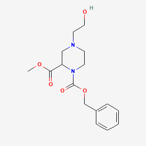 molecular formula C16H22N2O5 B7932042 4-(2-Hydroxy-ethyl)-piperazine-1,2-dicarboxylic acid 1-benzyl ester 2-methyl ester 