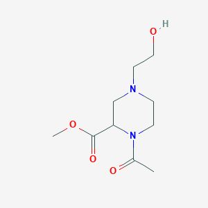 molecular formula C10H18N2O4 B7932056 1-Acetyl-4-(2-hydroxy-ethyl)-piperazine-2-carboxylic acid methyl ester 