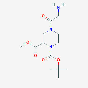molecular formula C13H23N3O5 B7932118 4-(2-Amino-acetyl)-piperazine-1,2-dicarboxylic acid 1-tert-butyl ester 2-methyl ester 