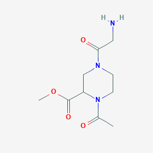 molecular formula C10H17N3O4 B7932143 1-Acetyl-4-(2-amino-acetyl)-piperazine-2-carboxylic acid methyl ester 