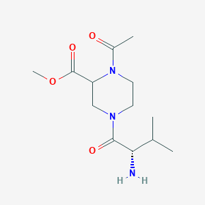 molecular formula C13H23N3O4 B7932170 1-Acetyl-4-((S)-2-amino-3-methyl-butyryl)-piperazine-2-carboxylic acid methyl ester 