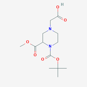 molecular formula C13H22N2O6 B7932176 2-(4-(tert-Butoxycarbonyl)-3-(methoxycarbonyl)piperazin-1-yl)acetic acid 