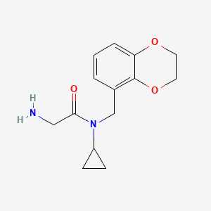molecular formula C14H18N2O3 B7933204 2-Amino-N-cyclopropyl-N-(2,3-dihydro-benzo[1,4]dioxin-5-ylmethyl)-acetamide 