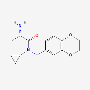 molecular formula C15H20N2O3 B7933271 (S)-2-Amino-N-cyclopropyl-N-(2,3-dihydro-benzo[1,4]dioxin-6-ylmethyl)-propionamide 