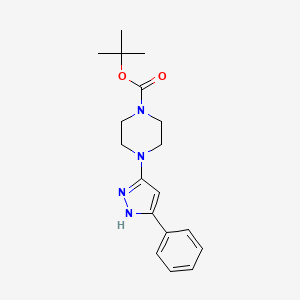 molecular formula C18H24N4O2 B7933835 tert-butyl 4-(3-phenyl-1H-pyrazol-5-yl)piperazine-1-carboxylate 