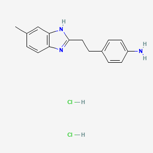 molecular formula C16H19Cl2N3 B7933865 4-(2-(5-methyl-1H-benzo[d]imidazol-2-yl)ethyl)aniline dihydrochloride 