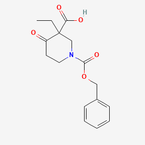 molecular formula C16H19NO5 B7933920 1-((Benzyloxy)carbonyl)-3-ethyl-4-oxopiperidine-3-carboxylic acid 