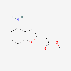 molecular formula C11H19NO3 B7934080 Methyl 2-(4-amino-octahydro-1-benzofuran-2-yl)acetate 