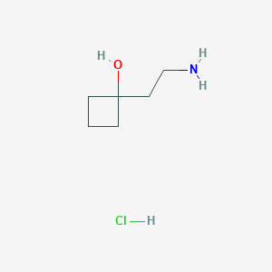 molecular formula C6H14ClNO B7934118 1-(2-Aminoethyl)cyclobutan-1-ol hydrochloride 