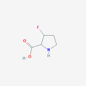 molecular formula C5H8FNO2 B7934119 3-Fluoropyrrolidine-2-carboxylic acid 