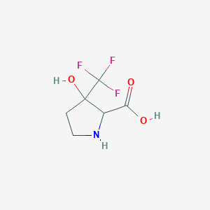 molecular formula C6H8F3NO3 B7934124 3-Hydroxy-3-(trifluoromethyl)pyrrolidine-2-carboxylic acid 