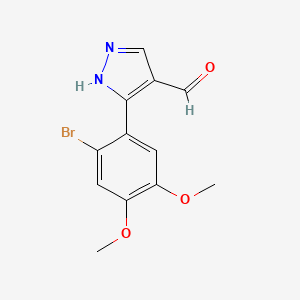 molecular formula C12H11BrN2O3 B7934150 3-(2-bromo-4,5-dimethoxyphenyl)-1H-pyrazole-4-carbaldehyde 