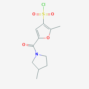 molecular formula C11H14ClNO4S B7934169 2-Methyl-5-(3-methylpyrrolidine-1-carbonyl)furan-3-sulfonyl chloride 