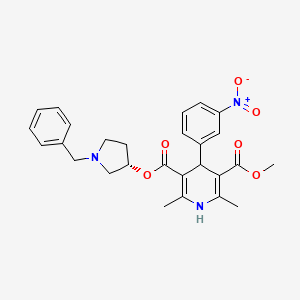 molecular formula C27H29N3O6 B7934203 5-O-[(3S)-1-benzylpyrrolidin-3-yl] 3-O-methyl 2,6-dimethyl-4-(3-nitrophenyl)-1,4-dihydropyridine-3,5-dicarboxylate 