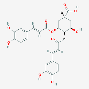 molecular formula C27H28O10 B7934237 (1S,3R,4S,5R)-4-((E)-4-(3,4-Dihydroxyphenyl)-2-oxobut-3-en-1-yl)-3-(((E)-3-(3,4-dihydroxyphenyl)acryloyl)oxy)-5-hydroxy-1-methylcyclohexanecarboxylic acid 