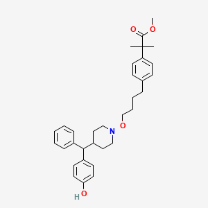 molecular formula C33H41NO4 B7934243 Methyl 2-(4-(4-((4-((4-hydroxyphenyl)(phenyl)methyl)piperidin-1-yl)oxy)butyl)phenyl)-2-methylpropanoate 