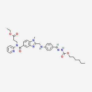 (E)-hexyl 2-(4-(((5-((3-ethoxy-3-oxopropyl)(pyridin-2-yl)carbamoyl)-1-methyl-1H-benzo[d]imidazol-2-yl)methyl)amino)benzylidene)hydrazinecarboxylate