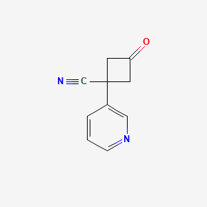 molecular formula C10H8N2O B7935001 3-Oxo-1-(pyridin-3-yl)cyclobutane-1-carbonitrile 