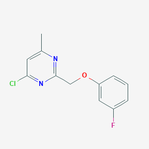 molecular formula C12H10ClFN2O B7935048 4-Chloro-2-[(3-fluorophenoxy)methyl]-6-methylpyrimidine 